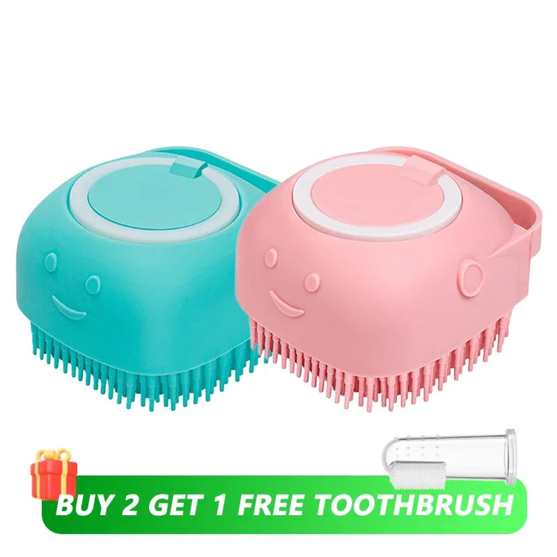 Pet Bathing Brush with Soap Dispenser