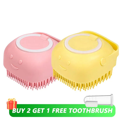 Pet Bathing Brush with Soap Dispenser