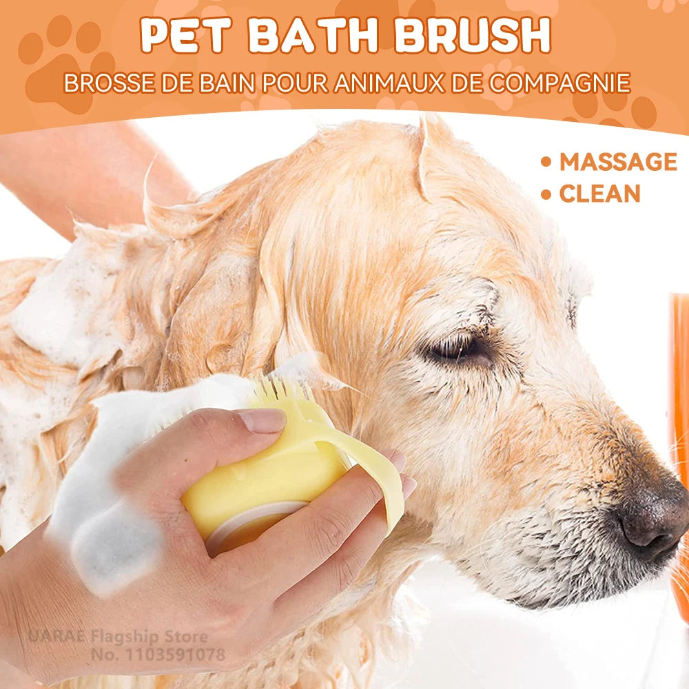 Pet Bathing Brush with Soap Dispenser