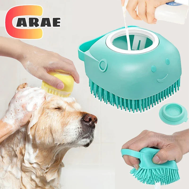 Pet Bathing Brush with Soap Dispenser