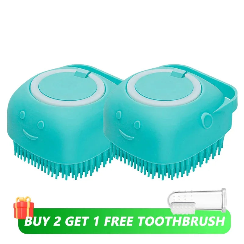 Pet Bathing Brush with Soap Dispenser