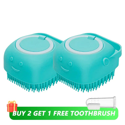 Pet Bathing Brush with Soap Dispenser