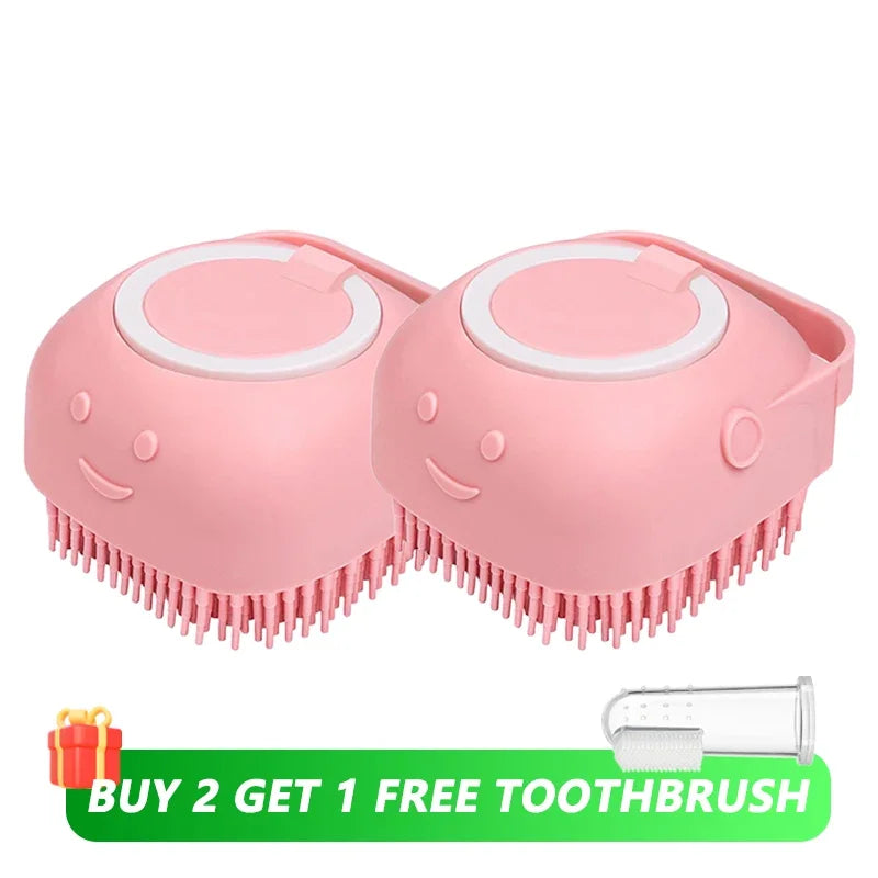 Pet Bathing Brush with Soap Dispenser