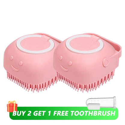 Pet Bathing Brush with Soap Dispenser