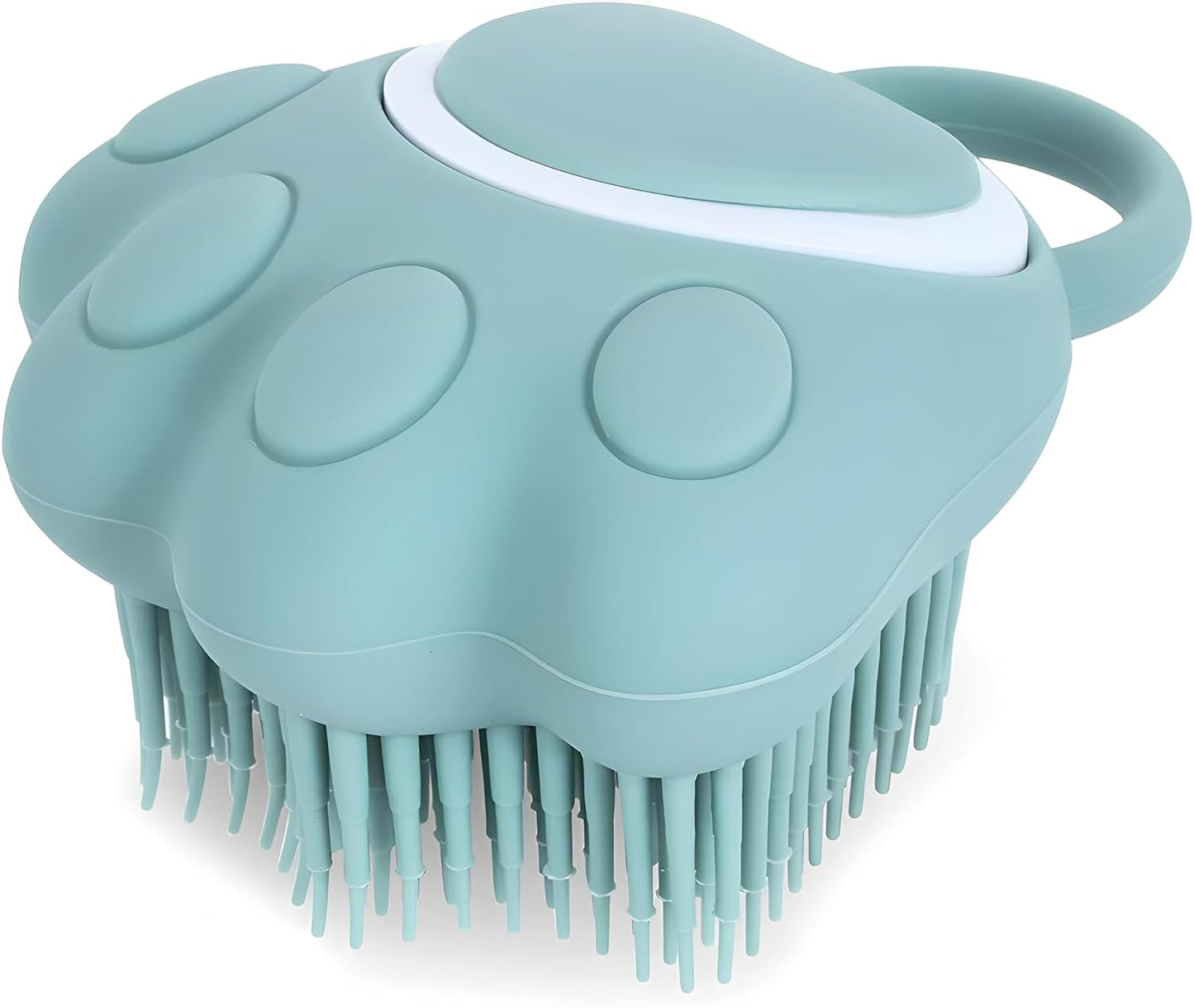 Silicone Pet Grooming Brush with Shampoo Dispenser - Soft Dog Bath Brush & Massage Comb for Easy Fur Cleaning - Blue