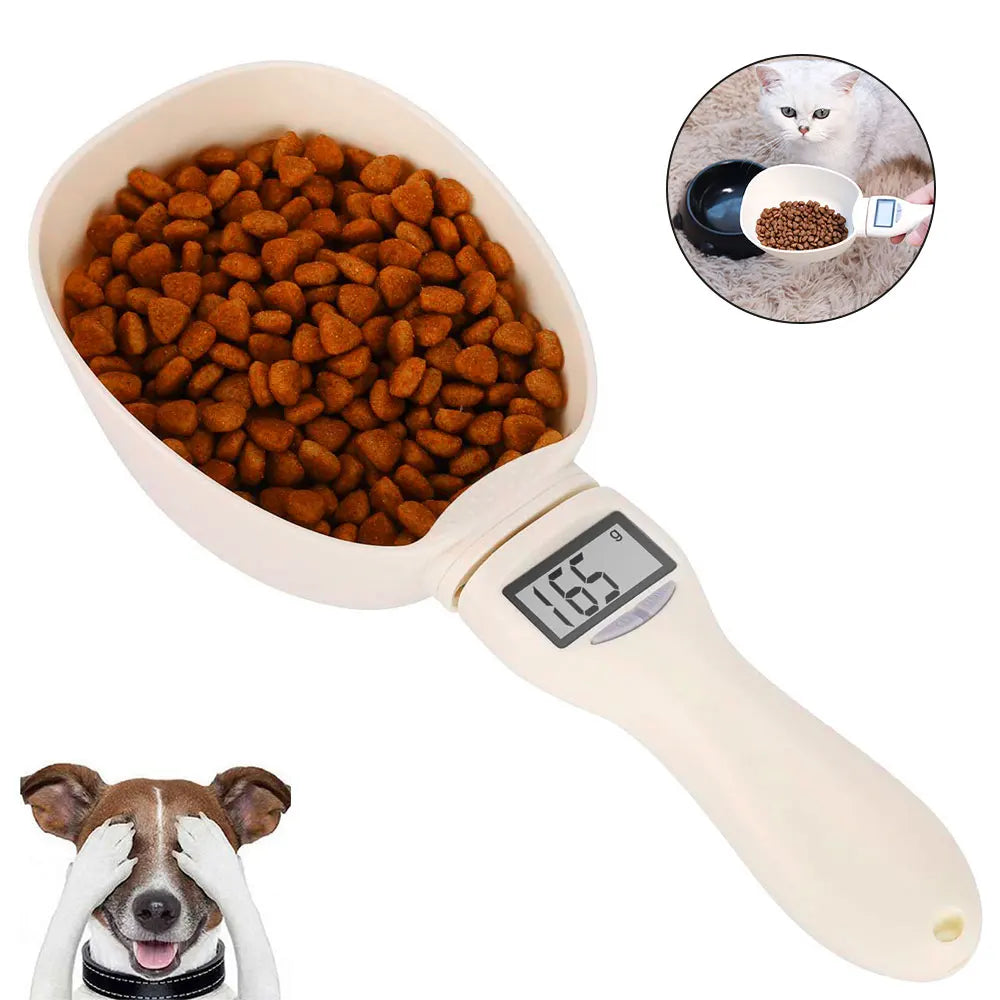 Electronic Pet Food Measuring Scoop with LED Display for Dogs and Cats