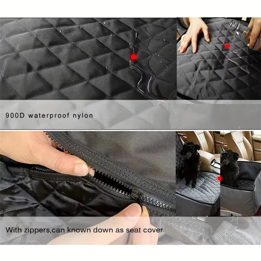 Quilted Waterproof Fabric Dog Car Seat Cover with Anti-Slip Design, Ideal for Elevated Pet Seats in Cars, Trucks, and SUVs